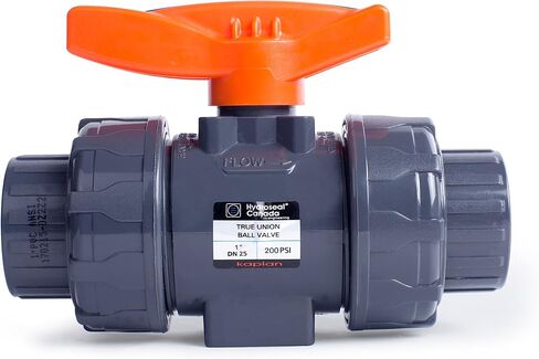 Kaplan 3/4" PVC True Union Ball Valve with Full Port, ASTM F1970, EPDM O-Rings and reversible PTFE Seats, rated at 200 PSI @73F, gray, 3/4 inch Socket (3/4") in Kuwait