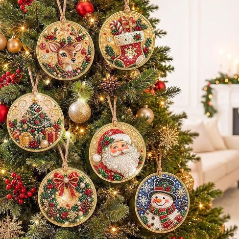 6PCS Christmas Ornaments DIY Pearl Diamond Art Kits for Adults (#A) in Kuwait