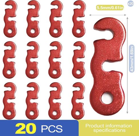 20 Pieces Aluminum Alloy Guyline Tensioner, Adjustable Rope Tightener Clips, Quick Release Clamp Cleat for Tent Paracord Clothesline Cable, Tie Downs Turnbuckles, Camping Hiking Accessories in Kuwait