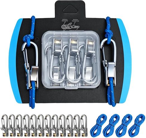Rope Rollers 12 Pack with Paracord Tensioner Locking Buckle, Cord and Rope Tightening and Cinching Tool, Heavy-Duty Tie Down for Camping Tarps Guy Lines Boating Outdoor,4 Reflective Cord in Kuwait