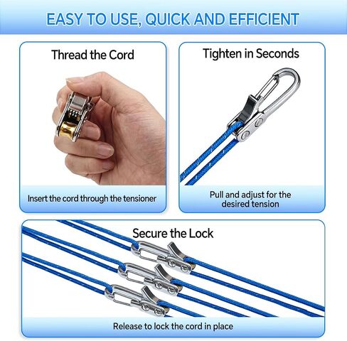 Rope Rollers 12 Pack with Paracord Tensioner Locking Buckle, Cord and Rope Tightening and Cinching Tool, Heavy-Duty Tie Down for Camping Tarps Guy Lines Boating Outdoor,4 Reflective Cord in Kuwait
