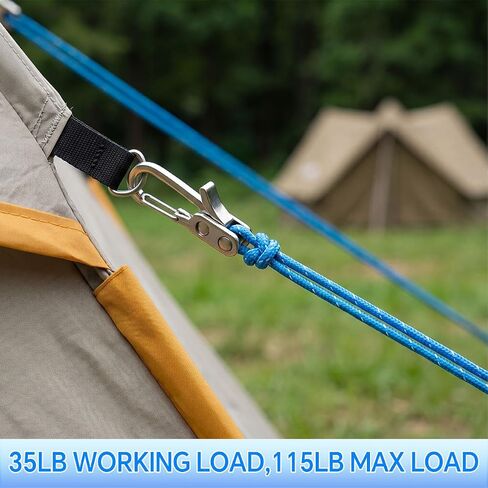 Rope Rollers 12 Pack with Paracord Tensioner Locking Buckle, Cord and Rope Tightening and Cinching Tool, Heavy-Duty Tie Down for Camping Tarps Guy Lines Boating Outdoor,4 Reflective Cord in Kuwait