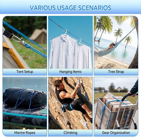 Rope Rollers 12 Pack with Paracord Tensioner Locking Buckle, Cord and Rope Tightening and Cinching Tool, Heavy-Duty Tie Down for Camping Tarps Guy Lines Boating Outdoor,4 Reflective Cord in Kuwait