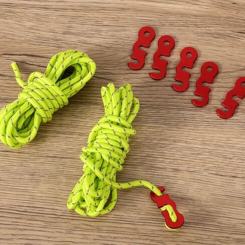 20pcs Zinc Alloy Tent Guy Line Tensioners, Rope Adjuster Clips with 4mm Paracord & Storage Bag Cord Tightener Hooks for Camping Hiking Backpacking Outdoor Tent Stake Accessories (Red) in Kuwait