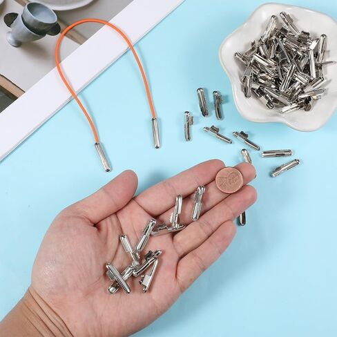 120 Pcs Elastic Cord Crimp Ends Half Cover Metal End Stoppers in Kuwait