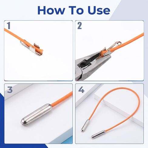 120 Pcs Elastic Cord Crimp Ends Half Cover Metal End Stoppers in Kuwait
