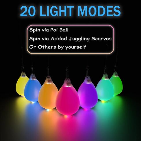 POITOI LED POI Balls with 20 Vibrant Color Light Modes & Flashing Patterns in Saudi Arabia