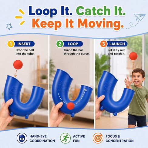 Skill Game Toy with 3 Balls U-Shaped Loop Juggling Tube for Kid in Kuwait