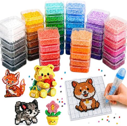 Fuse Beads Kit, 50000pcs DIY Pixel Art Ironing Beads Craft Set in Kuwait
