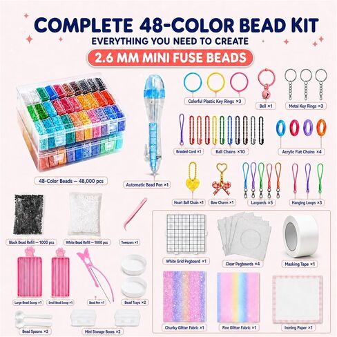Fuse Beads Kit, 50000pcs DIY Pixel Art Ironing Beads Craft Set in Kuwait