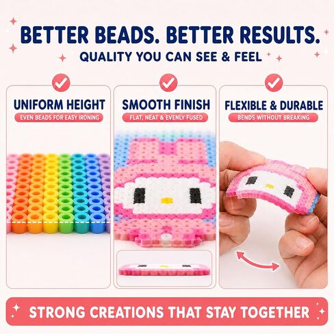 Fuse Beads Kit, 50000pcs DIY Pixel Art Ironing Beads Craft Set in Kuwait