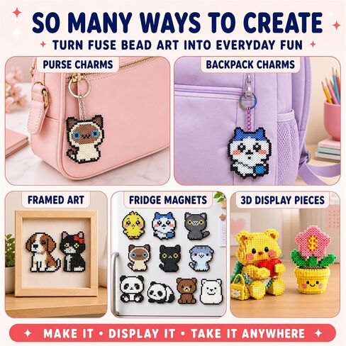 Fuse Beads Kit, 50000pcs DIY Pixel Art Ironing Beads Craft Set in Kuwait
