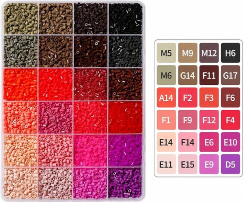 24 Colors 2.6mm Fuse Beads Refill, 7200+ Pieces Mini Melty Beads, 300 Per Color for Pixel Art, Smaller Than the 5mm Standard Size, DIY Craft Designs, Keychains, Ornaments and Handmade Decor (D Color) in Kuwait