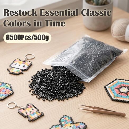 Fuse Beads Kit, 8500 Pcs 5mm Black Beads Bulk Refill to Build Focus and Imagination, Melty Bead to Spark Creativity and Fun for Crafts, 500g in Saudi Arabia