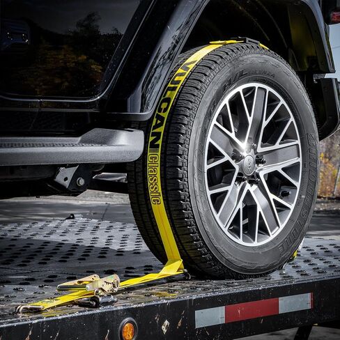 ربط سيارة VULCAN Autohauler بخطافات J - وحدة تباطؤ منزلقة 3-Cleat - 120 بوصة، 4 عبوات - أصفر كلاسيكي - حمل عمل آمن بوزن 1600 رطل in Kuwait