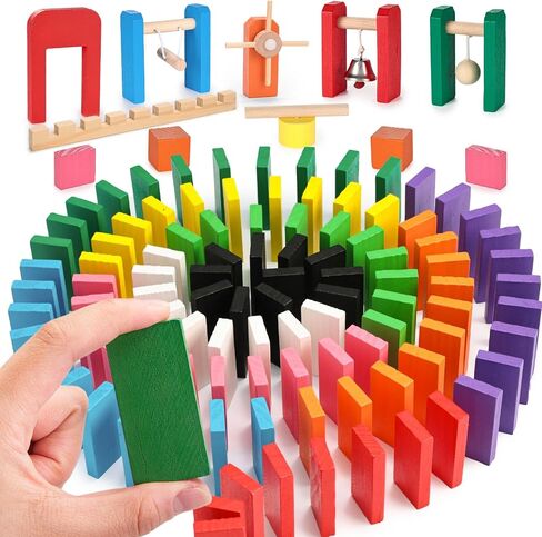 BigOtters Extra Large Domino Blocks Set for Kids, Educational Racing Game Party Favor for Boys and Girls,Colorful 108 PCS in Kuwait