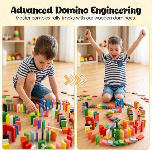 BigOtters Extra Large Domino Blocks Set for Kids, Educational Racing Game Party Favor for Boys and Girls,Colorful 108 PCS in Kuwait