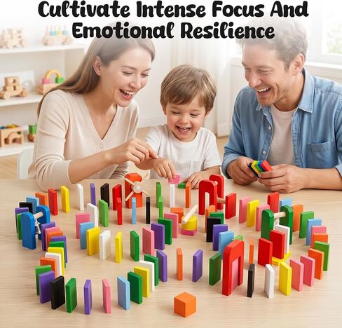 BigOtters Extra Large Domino Blocks Set for Kids, Educational Racing Game Party Favor for Boys and Girls,Colorful 108 PCS in Kuwait