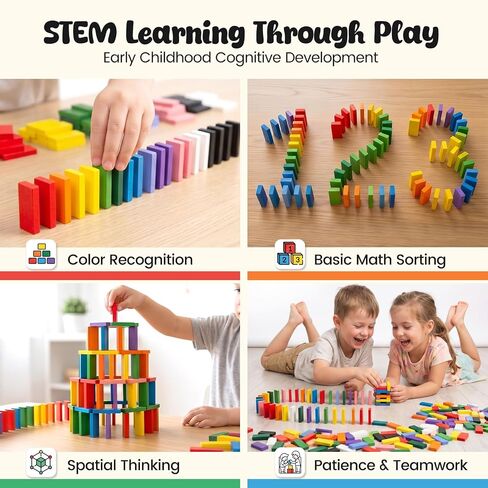 BigOtters Extra Large Domino Blocks Set for Kids, Educational Racing Game Party Favor for Boys and Girls,Colorful 108 PCS in Kuwait