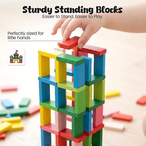 BigOtters Extra Large Domino Blocks Set for Kids, Educational Racing Game Party Favor for Boys and Girls,Colorful 108 PCS in Kuwait