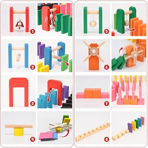 BigOtters Extra Large Domino Blocks Set for Kids, Educational Racing Game Party Favor for Boys and Girls,Colorful 108 PCS in Kuwait