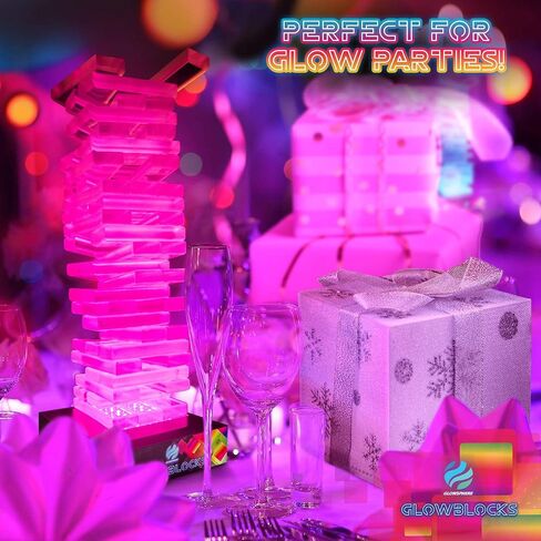 Glowsphere Glowblocks Light-Up Tumbling Tower Game, First Ever LED Building Blocks Stacking Game, Indoor Board Game for Kids and Adults for Family Game Night in Kuwait