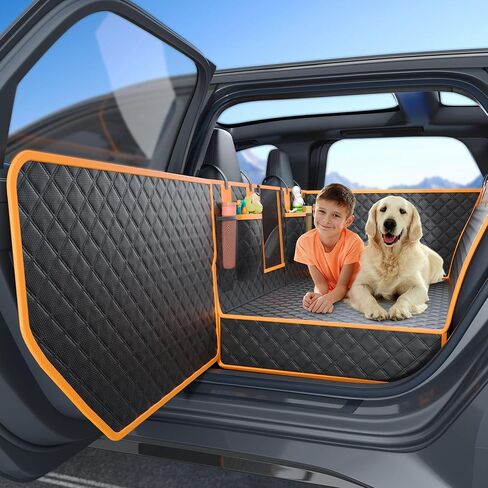 Twesync Dog Seat Cover for Back Seat, Hard Bottom Back Seat Extender, 100% Waterproof & Machine Washable, 600D Heavy Duty, Supports 400lbs for Travel & Camping, Dog Back Seat Pet Cover for Cars in Kuwait