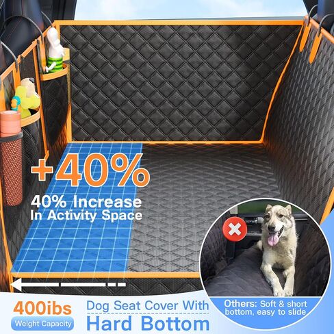 Twesync Dog Seat Cover for Back Seat, Hard Bottom Back Seat Extender, 100% Waterproof & Machine Washable, 600D Heavy Duty, Supports 400lbs for Travel & Camping, Dog Back Seat Pet Cover for Cars in Kuwait