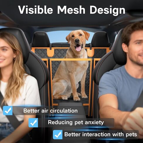 Twesync Dog Seat Cover for Back Seat, Hard Bottom Back Seat Extender, 100% Waterproof & Machine Washable, 600D Heavy Duty, Supports 400lbs for Travel & Camping, Dog Back Seat Pet Cover for Cars in Kuwait