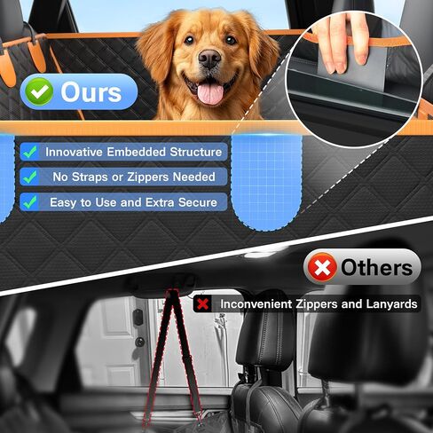 Twesync Dog Seat Cover for Back Seat, Hard Bottom Back Seat Extender, 100% Waterproof & Machine Washable, 600D Heavy Duty, Supports 400lbs for Travel & Camping, Dog Back Seat Pet Cover for Cars in Kuwait