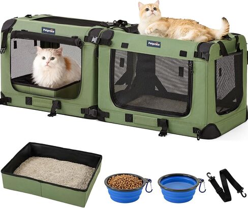 Petprsco Extra Large Cat Carrier for 2 Cats, Fits for Multi‑Cat Car Travel in Kuwait