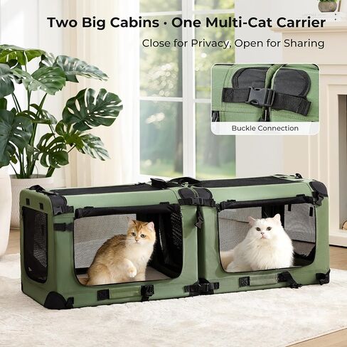 Petprsco Extra Large Cat Carrier for 2 Cats, Fits for Multi‑Cat Car Travel in Kuwait