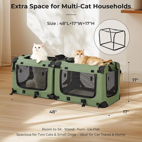 Petprsco Extra Large Cat Carrier for 2 Cats, Fits for Multi‑Cat Car Travel in Kuwait