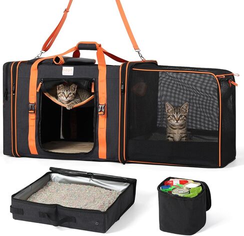 pidipiti 24x19x19 X-Large Expandable cat car Travel Carrier with Litter Box in Kuwait