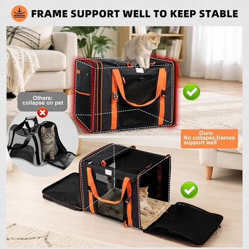 pidipiti 24x19x19 X-Large Expandable cat car Travel Carrier with Litter Box in Kuwait
