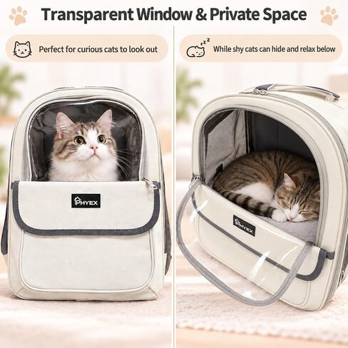 Cat Backpack Carrier 15" L x 9.6" W x 13.6" H, Off-White in Kuwait