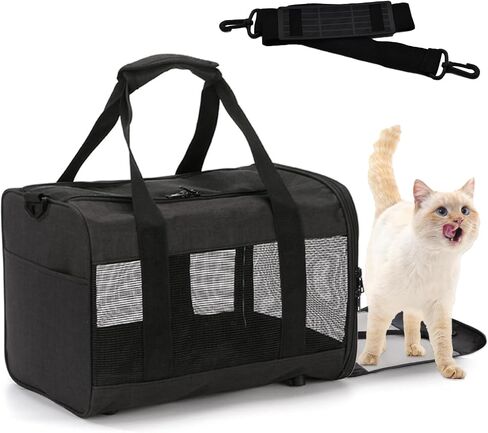 Pet Carrier Bag for Cats,Cat Soft-Sided Carriers Collapsible Ventilated Breathable Puppy Carrier for Small Dogs Airline Approved Kitty Carrier for Small Medium Cat Puppy Under to 12 Lb(Grey) in Saudi Arabia