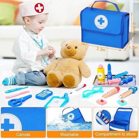 Doctor Kit for Toddlers 3-5, Doctor Kit for Kids with Medical Storage Bag & Real Stethoscope, Doctor Costume for Pretend Play, Birthday Gift for Girls Boys (21 Pcs) in Kuwait
