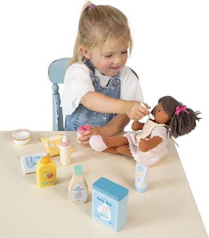 Tender Leaf Toys - Baby Care Set - 11pc Wooden Pretend Play Baby Essentials Kit - Doll Feeding and Wash Accessories - Encourage Empathy, Language Skills and Imaginative Play - Age 3+ in Kuwait