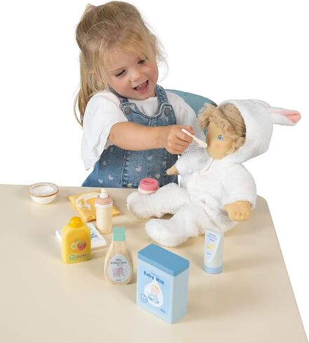 Tender Leaf Toys - Baby Care Set - 11pc Wooden Pretend Play Baby Essentials Kit - Doll Feeding and Wash Accessories - Encourage Empathy, Language Skills and Imaginative Play - Age 3+ in Kuwait