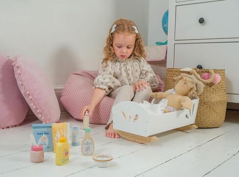 Tender Leaf Toys - Baby Care Set - 11pc Wooden Pretend Play Baby Essentials Kit - Doll Feeding and Wash Accessories - Encourage Empathy, Language Skills and Imaginative Play - Age 3+ in Kuwait