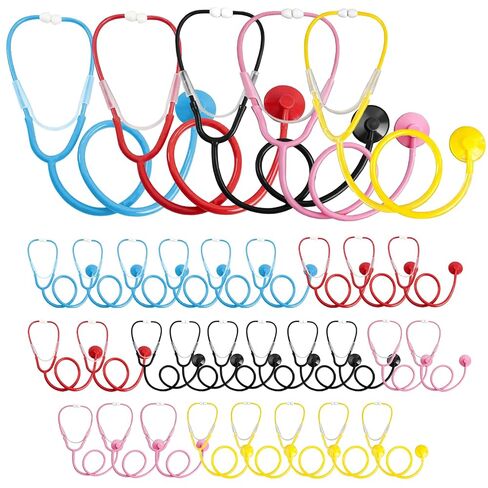 32 Pcs Kids Stethoscope Bulk Real Nurse Costume Accessories Multicolor Disposable Stethoscope for Kids School Career Day Working Nursing Doctor Pretend Party in Kuwait