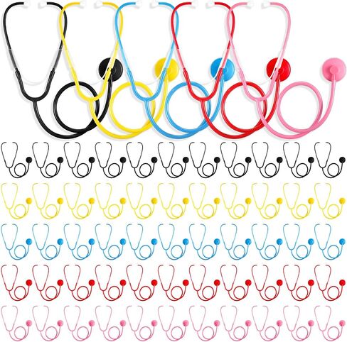 Leitee 25 Pieces Kid Stethoscope Toy Bulk Real Working Plastic Stethoscope in Kuwait