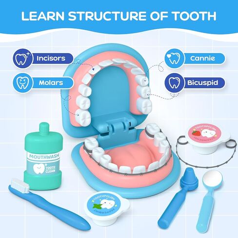 Dentist Play Set for Kids 3-5 - Doctor Kit Pretend Play Toys Gifts in Kuwait