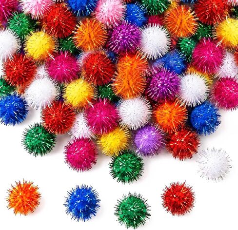 80 Pieces Cat Toys 1.2 Inch Cat Pom Pom Balls Cat Sparkle Balls Puff Balls in Kuwait