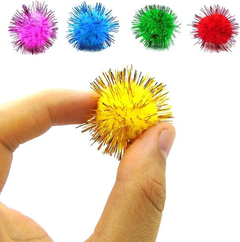 80 Pieces Cat Toys 1.2 Inch Cat Pom Pom Balls Cat Sparkle Balls Puff Balls in Kuwait