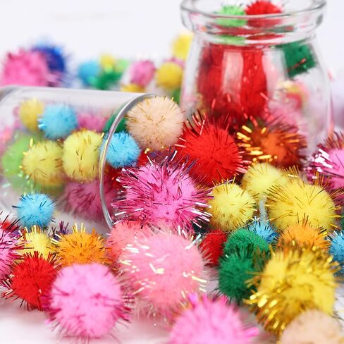 80 Pieces Cat Toys 1.2 Inch Cat Pom Pom Balls Cat Sparkle Balls Puff Balls in Kuwait
