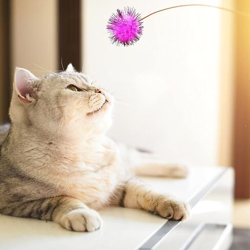 80 Pieces Cat Toys 1.2 Inch Cat Pom Pom Balls Cat Sparkle Balls Puff Balls in Kuwait