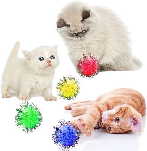 80 Pieces Cat Toys 1.2 Inch Cat Pom Pom Balls Cat Sparkle Balls Puff Balls in Kuwait