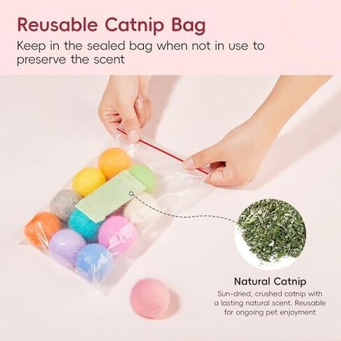 Potaroma 12 PCS Play Play Head Felt Cat Ball Toys مع Catnip Inside ، ألعاب تمرينات Cat Kicker ، ألعاب Kitty Kitten الملونة المرحة 1.6 بوصة in Kuwait